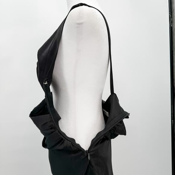 GUIZIO Dress Danielle Black Sz Med Cutout Tie Wrap Gown Backless - Picture 13 of 14